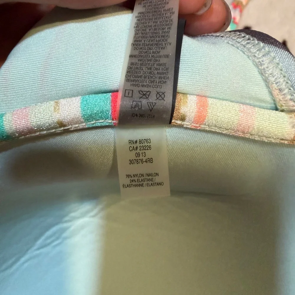 Victoria's Secret Bikini Top Womens 34DD Multi Striped Gold Metallic Beachy Boho